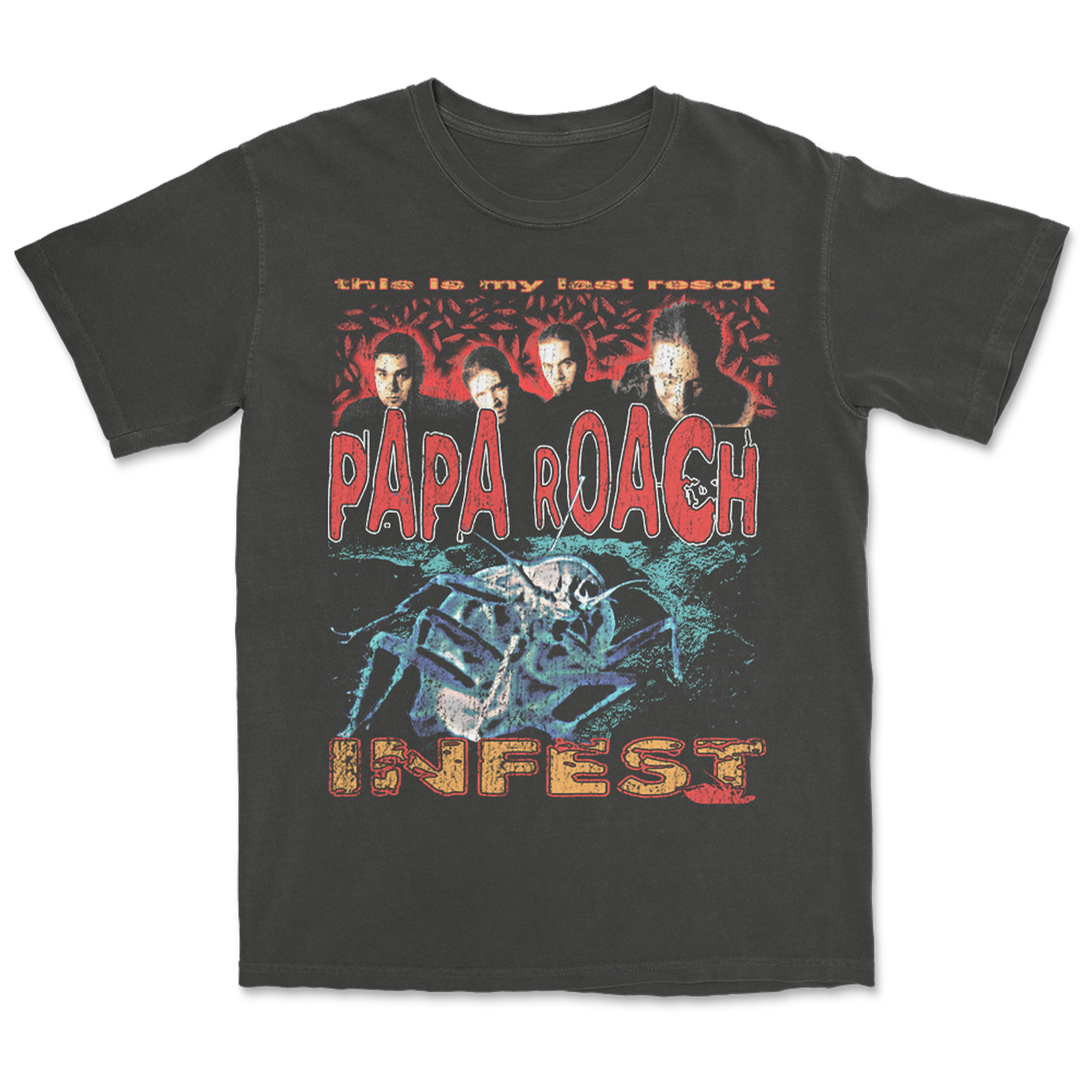 Last Resort Bootleg T-Shirt (Vintage Black Mineral Wash) – Papa Roach