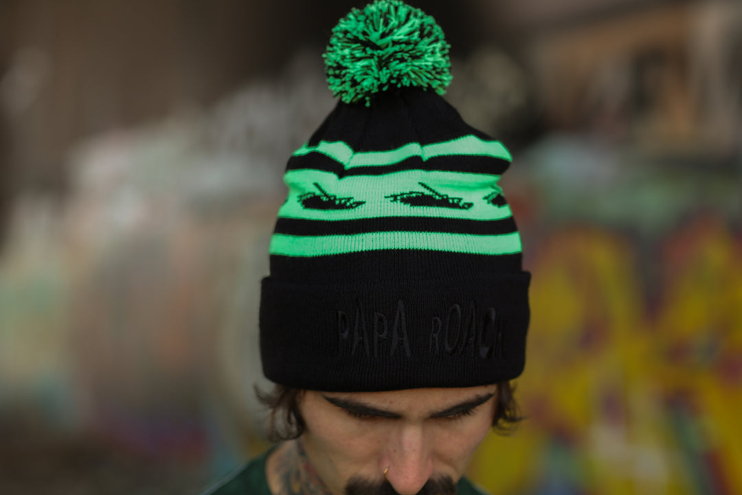 Classic Roach Neon Green Pom Beanie – Papa Roach
