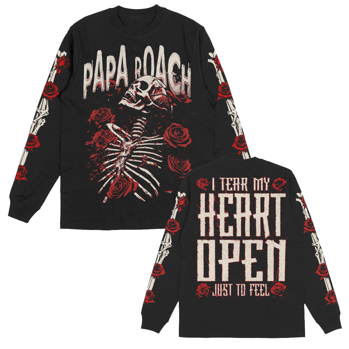 Skeleton & Roses Long Sleeve (Black)