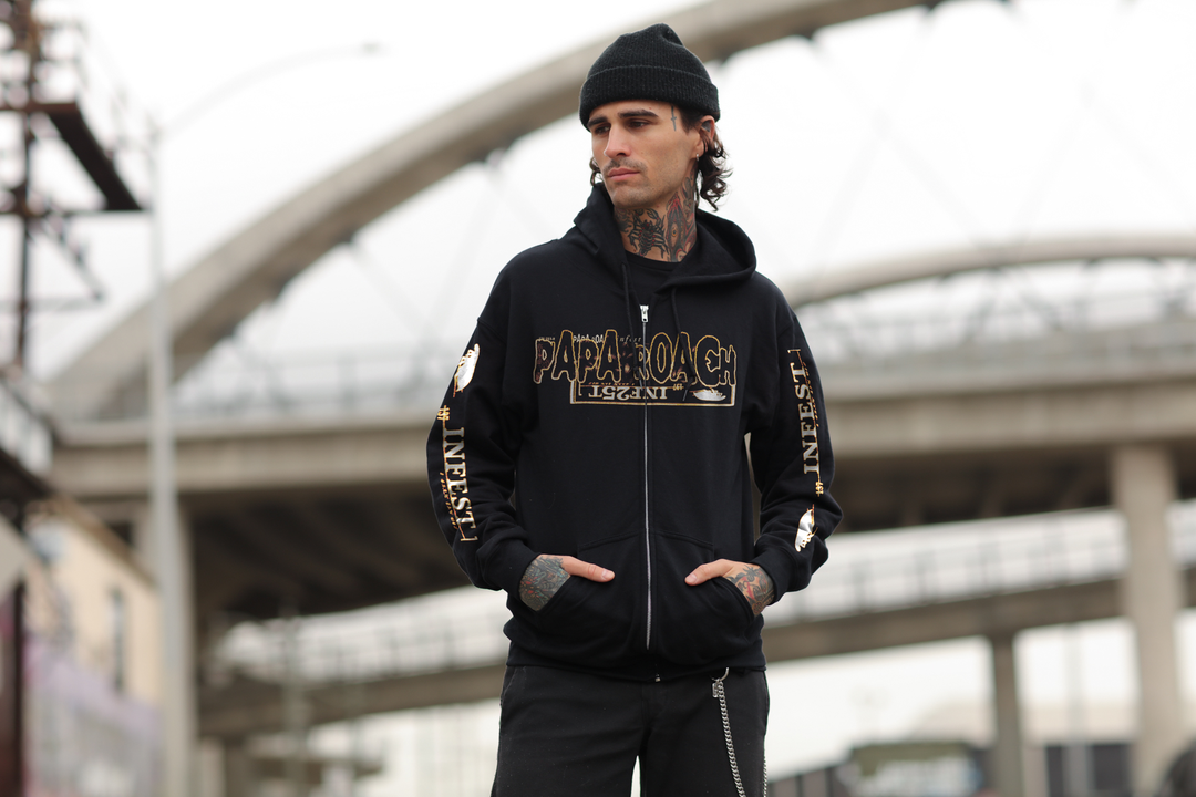 Inf25t Zip Up Hoodie (Black) – Papa Roach