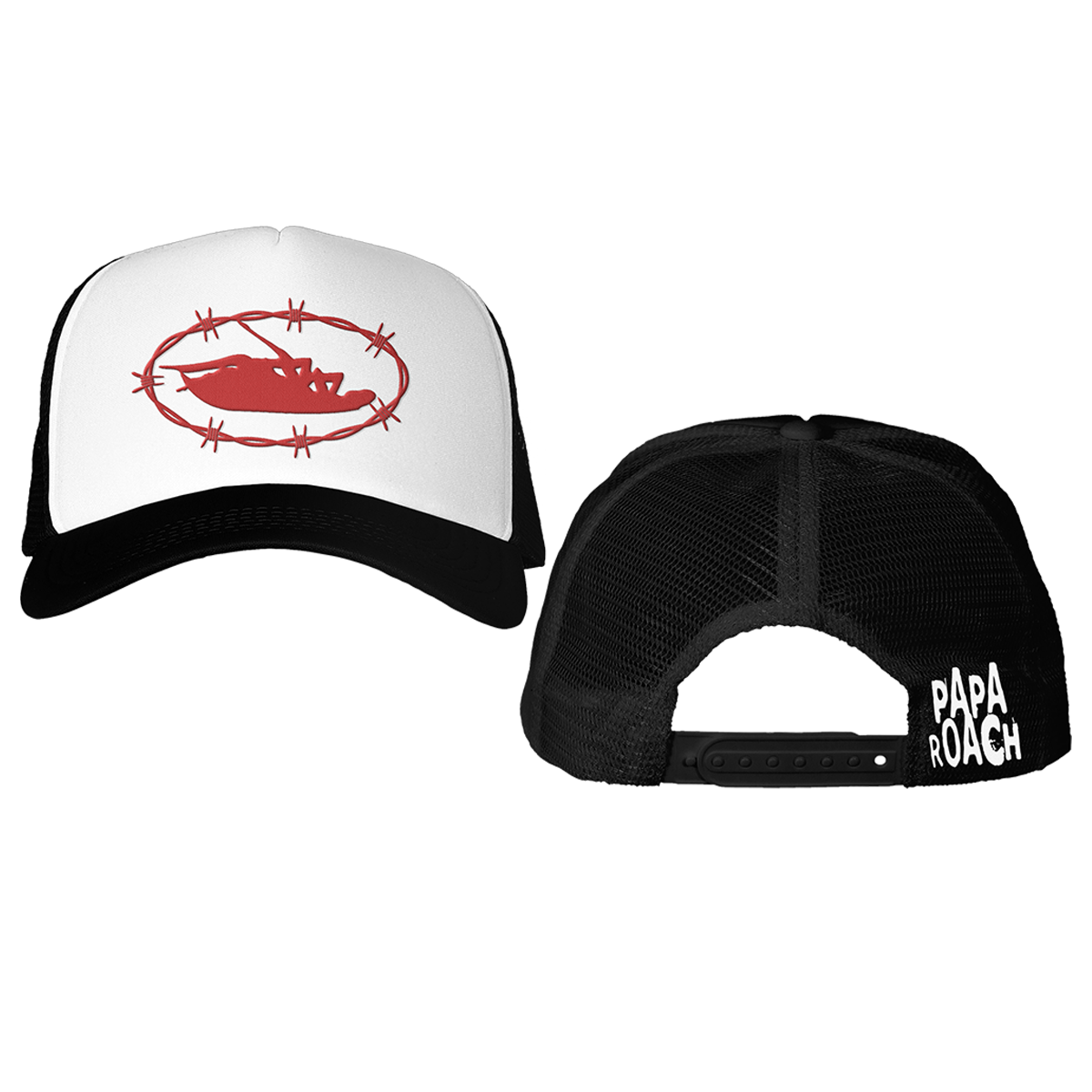 Barbed Wire Roach Trucker Hat (Black/White)