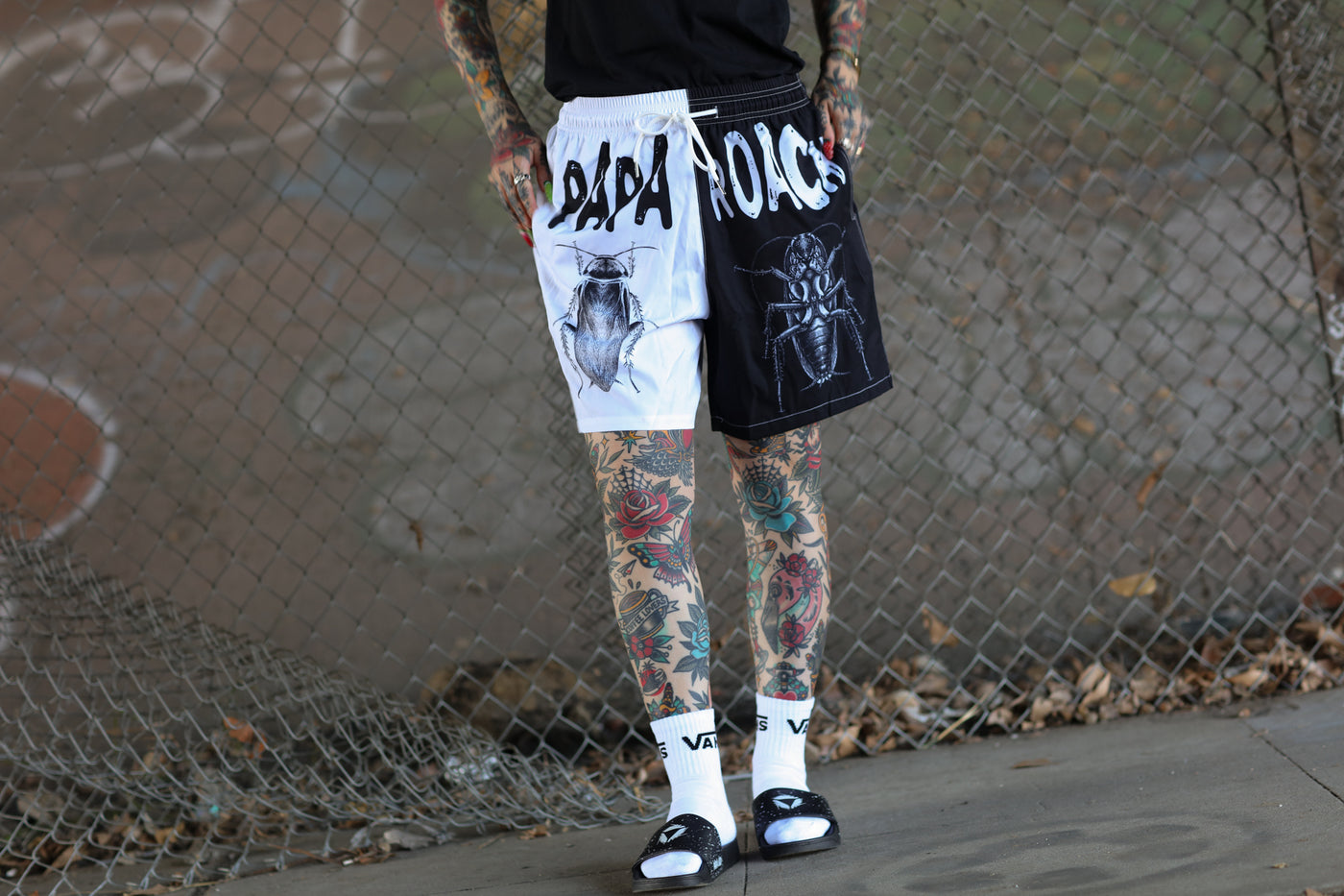 Infest Split Swim Shorts (Black/White)