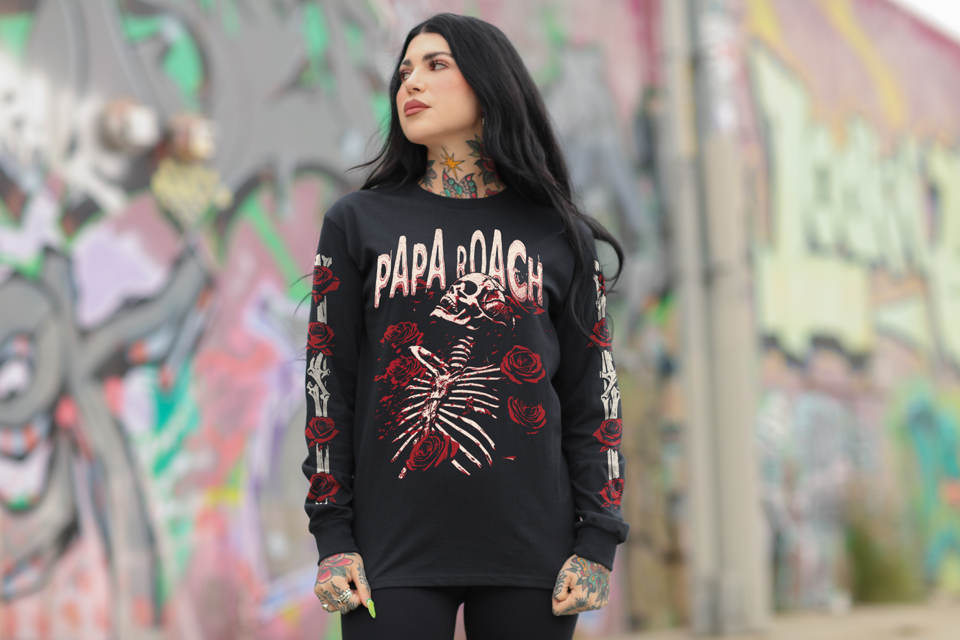 Skeleton & Roses Long Sleeve (Black)