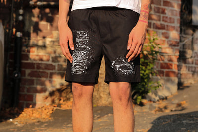 Outline Splatter Beach Shorts (Black)