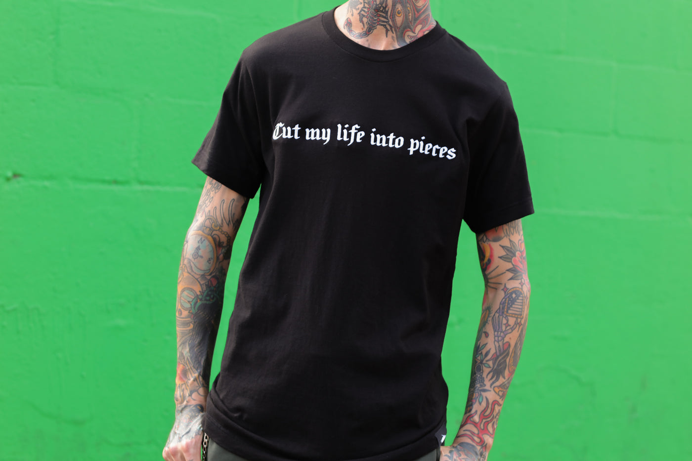 Papa Roach Cut My Life Embroidered Old English Tee (Black)