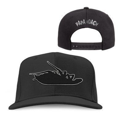 Classic Roach Silver Blackout Snapback Hat (Black)