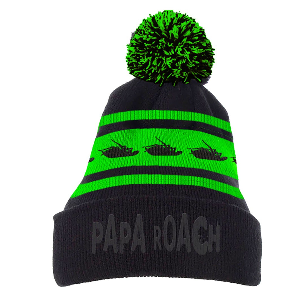 Classic Roach Neon Green Pom Beanie – Papa Roach