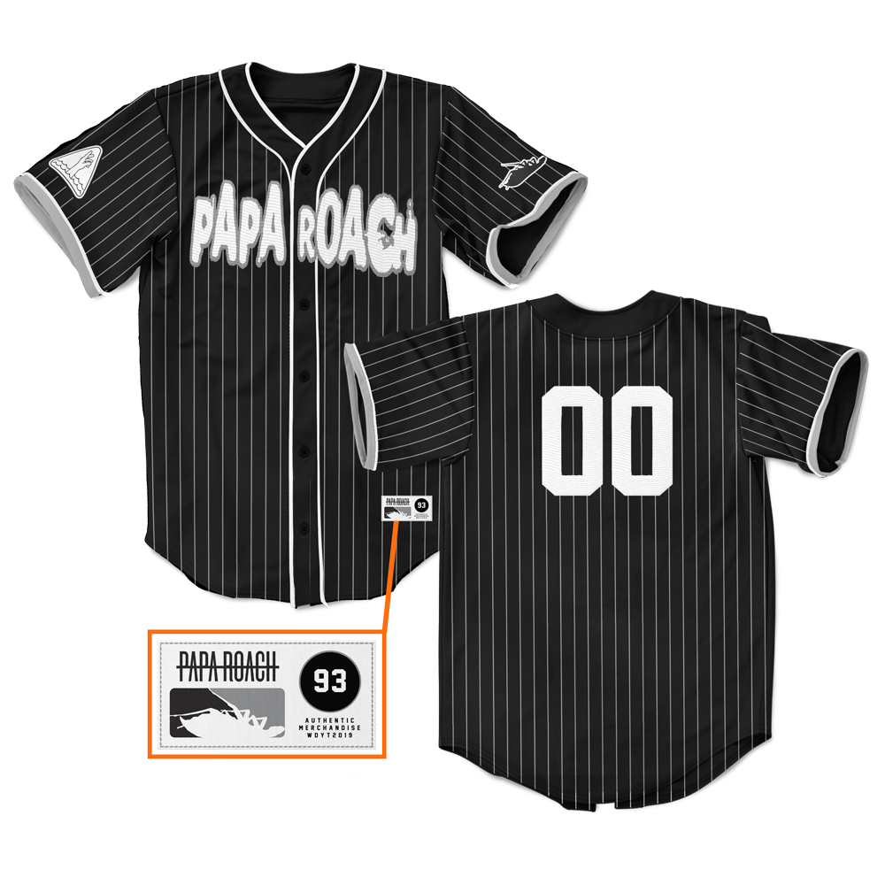 Papa Roach Pinstripe Baseball Jersey (Black) (C)